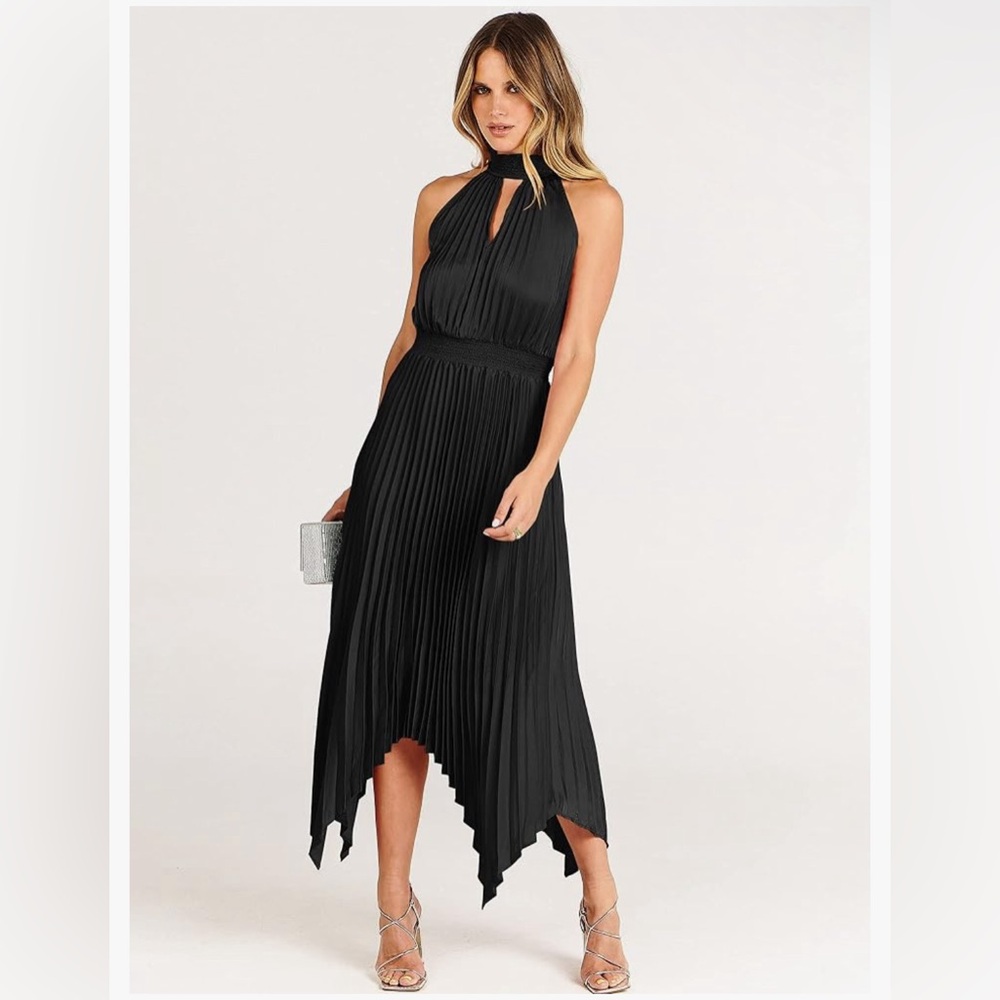 Women's Sleeveless Cutout Halter Evening Dress